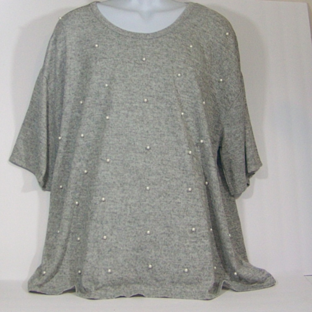 Lane Bryant Pearl Embellished Grey Sweater 22-24